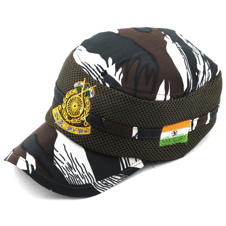 Militia CRP ( CENTRAL RESEREVE POLICE FORCE ) Cap with Flag and Kadai Band