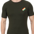 Militia Printed Men Round Neck Dark Green, Black T-Shirt