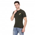 Militia Printed Men Round Neck Dark Green, Black T-Shirt