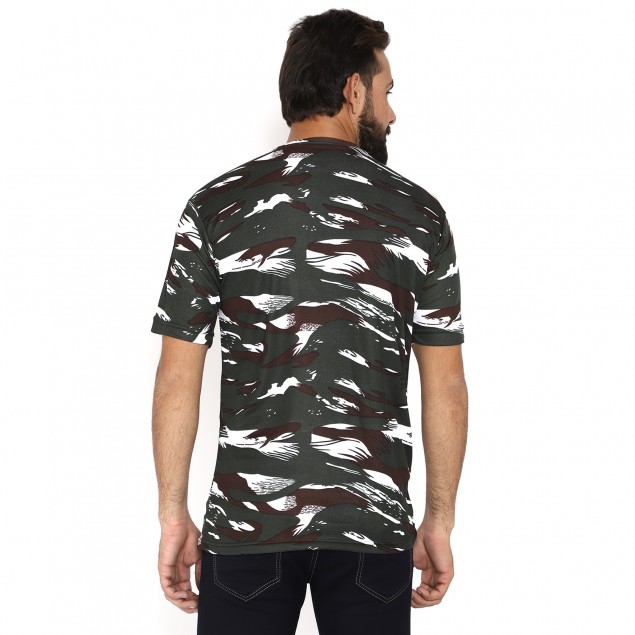 Miltia Military Camouflage Men Round Neck Multicolor T Shirt