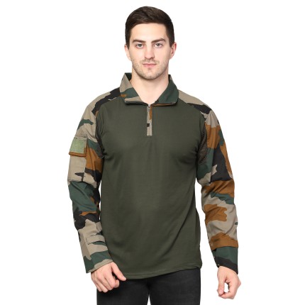 Military Camouflage Men Collared Neck Multicolor T-Shirt