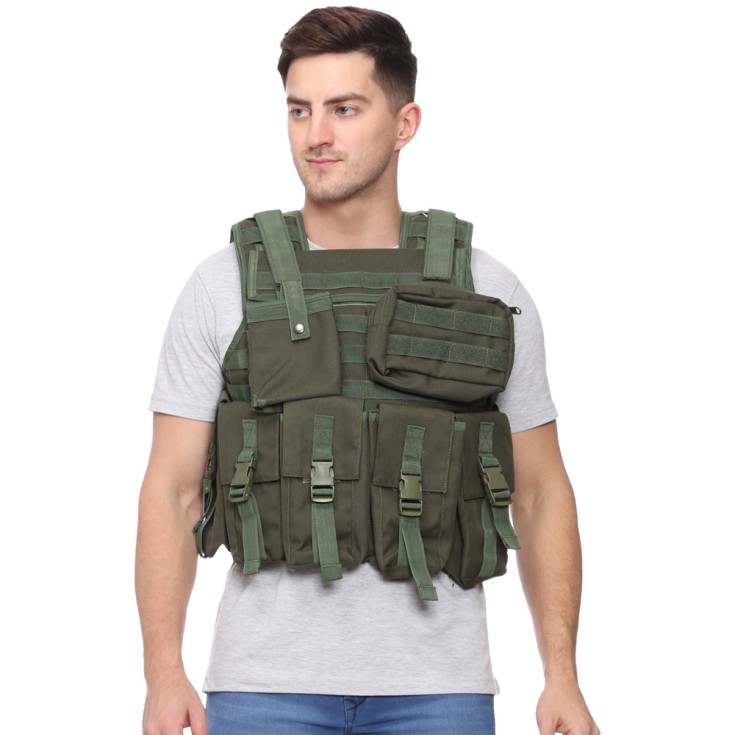 MLA Green print Bullet Proof Jacket with 10 Magazine –