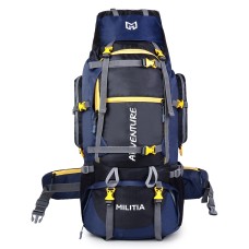 Adventure Trekking Bag Rucksack 80 litres for hiking travelling camping with rain cover(blue-black)