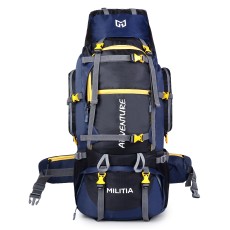 Adventure Trekking Bag Rucksack 80 litres for hiking travelling camping with rain cover(blue-black)