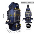 Adventure Trekking Bag Rucksack 80 litres for hiking travelling camping with rain cover(blue-black)