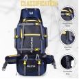Adventure Trekking Bag Rucksack 80 litres for hiking travelling camping with rain cover(blue-black)