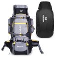 Adventure Trekking Bag Rucksack 80 litres for hiking travelling camping with rain cover(grey-black)