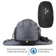 Trekafix MILITIA Outdoor Backpacking Pack, Large Capacity, Water Bottle Holder, Unisex Grey - Black